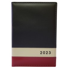 AGENDA DIÁRIA DE MESA COSTURADA 2023 - PRETO/MARFIM/VERMELHO