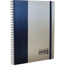 AGENDA DIÁRIA WIRE-O 2025 - AZUL/PRATA