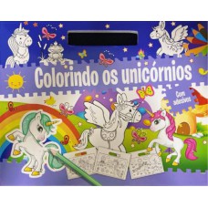 COLORINDO OS UNICÓRNIOS - PRANCHETA DE COLORIR E DE ADESIVOS